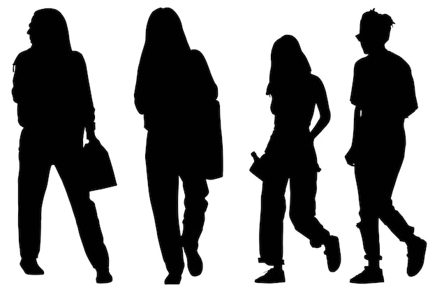 Grupo de la silueta de negocios de moda Chica