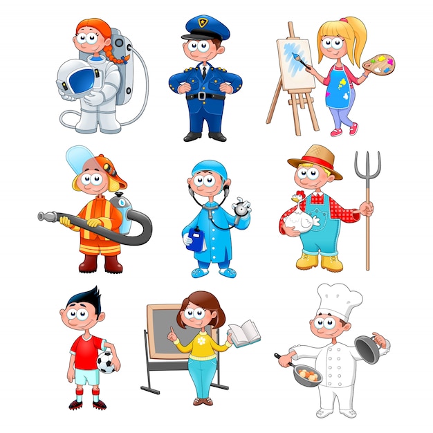 Vector grupo de trabajadores para niños.