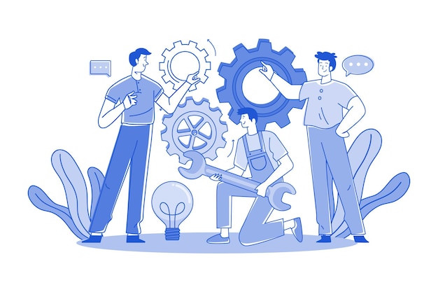 Un grupo de trabajadores trabajando en proyectos en equipo.