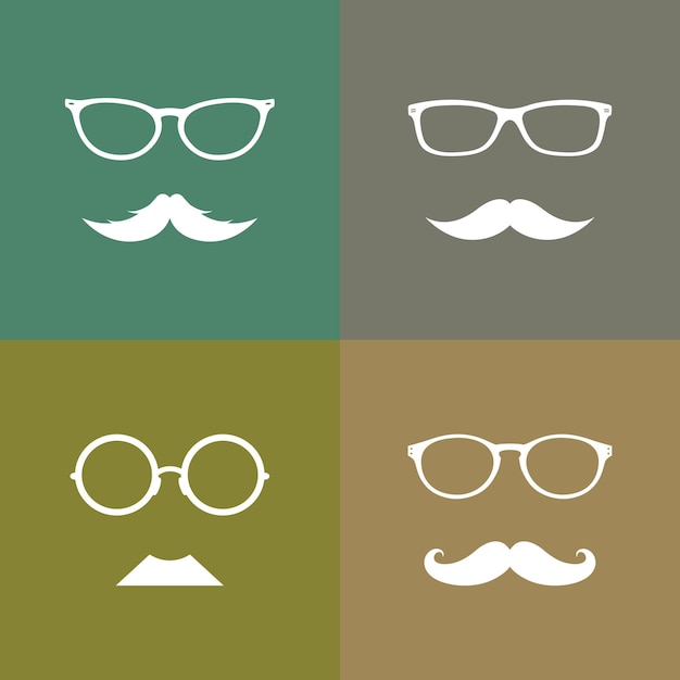 Grupo vectorial de gafas y bigote Fácil ilustración vectorial en capas editable