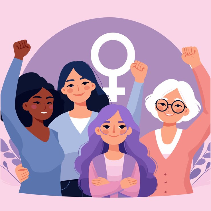 Vector grupo vectorial de mujeres que se apoyan entre sí cartel de ilustración del día de la mujer