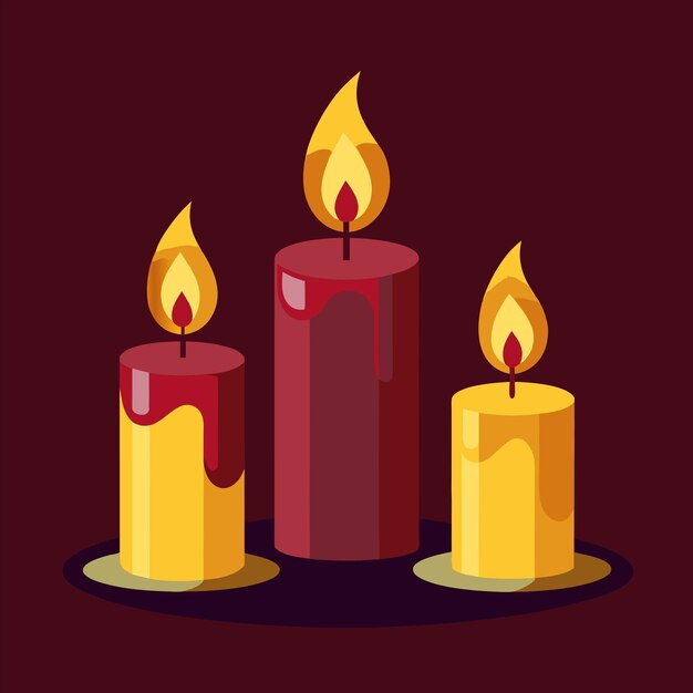 un grupo de velas que están en un fondo oscuro