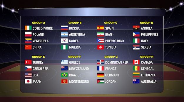 Vector grupos de la copa mundial de baloncesto.