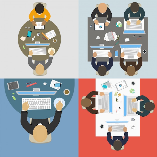 Grupos de gente de negocios trabajando para escritorio de oficina. Nueva idea de empresa, estrategia financiera, desarrollo de nuevos proyectos.