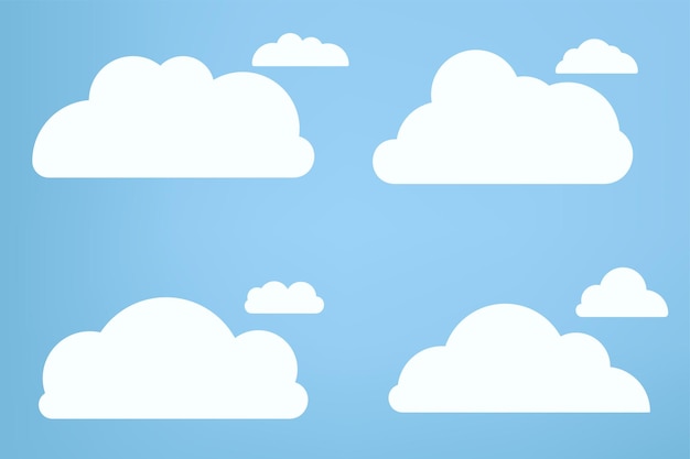 Grupos de objetos de nubes blancas conceptos de nubes elementos nubes estilo caroon en un diseño plano