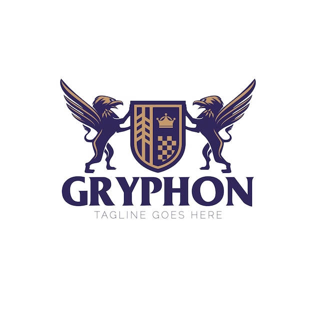 Gryphon crest logo emblema estilo vector