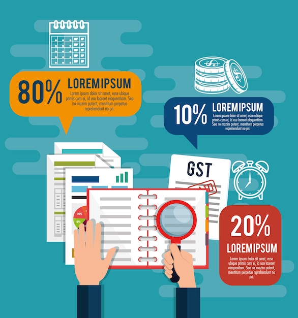 Gst time set elements icons vector illustration design