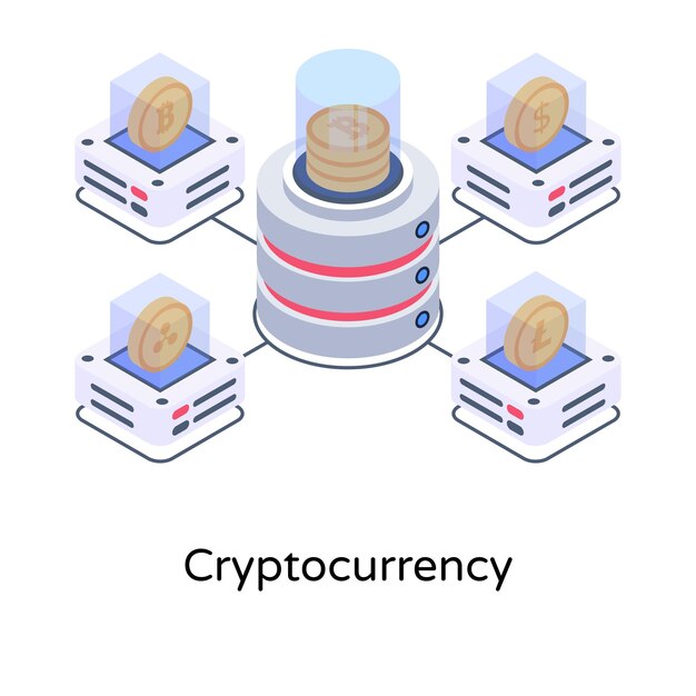 Gte mantenga esta ilustración isométrica de criptomoneda