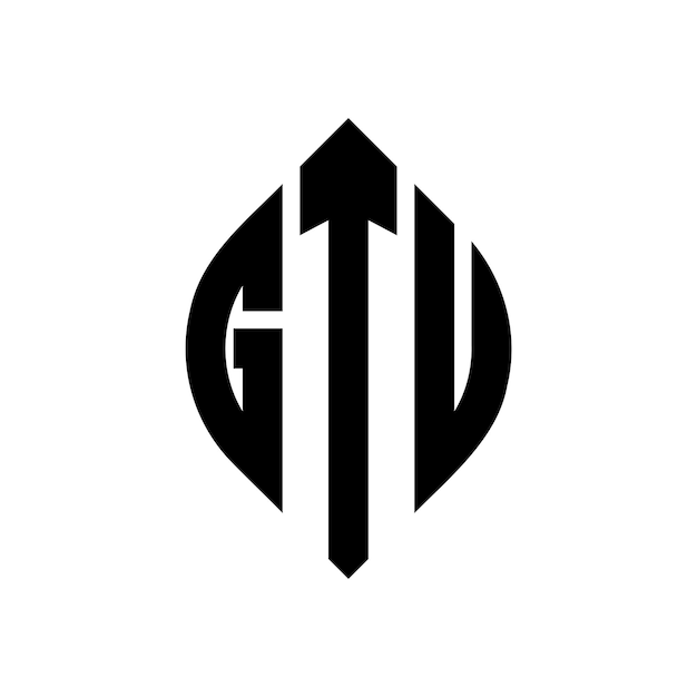 GTU diseño de logotipo de letra de círculo con forma de círculo y elipse GTU letras de elipse con estilo tipográfico Las tres iniciales forman un logotipo de círculo GTU círculo emblema monograma abstracto letra marca vector