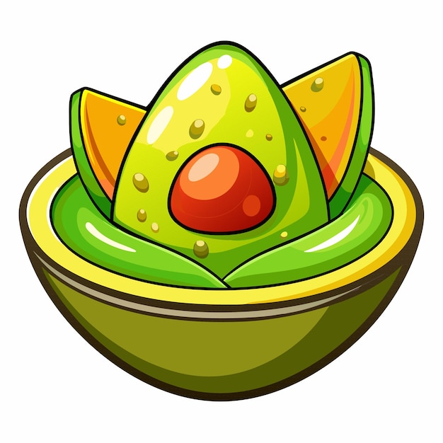 Guacamole comida mexicana clipart ilustración vectorial al estilo de dibujos animados