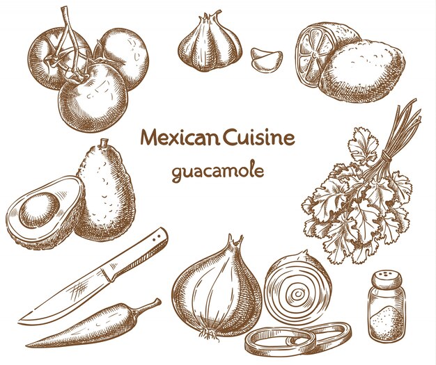Guacamole, ingredientes de la comida