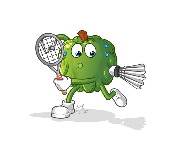 Guanábana jugando bádminton ilustración. vector de personaje