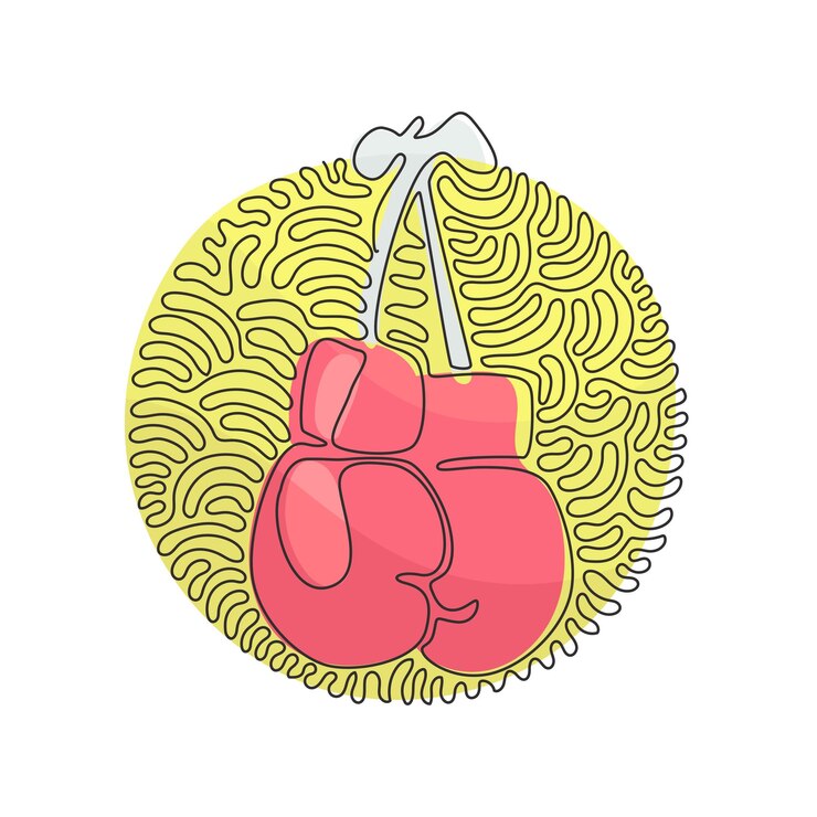 Vector guante de boxeo con dibujo de una sola línea continua colgado en ropa deportiva boxer de encaje para entrenamiento de puñetazos