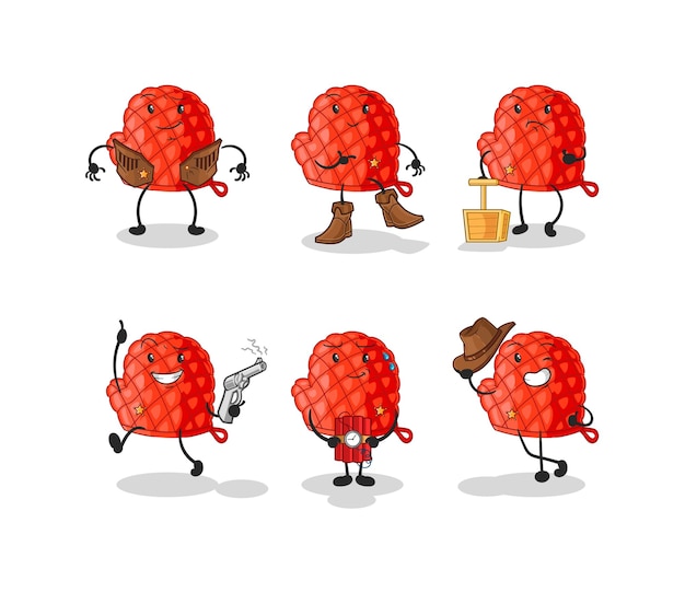 Guante de cocina vaquero grupo personaje dibujos animados mascota vector