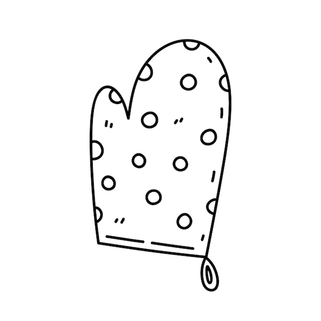 Guante de horno aislado sobre fondo blanco Accesorios de cocina dibujado a mano ilustración de garabato