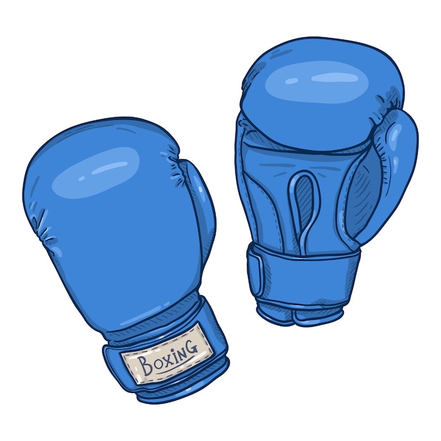 Guantes de boxeo azul de dibujos animados de vector