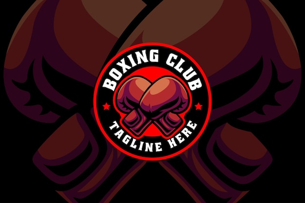 guantes de boxeo cruz mascota diseño de logotipo para el deporte y la liga de equipos de boxeo