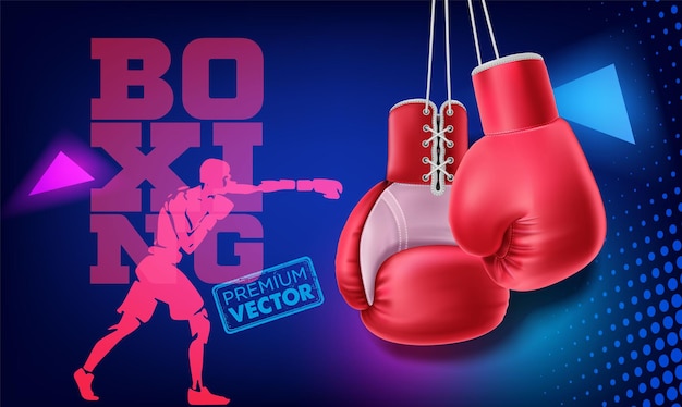 Guantes de boxeo rojos colgantes Boxeador de vector de doble puño rojo realista para entrenamiento de golpes vector 3d