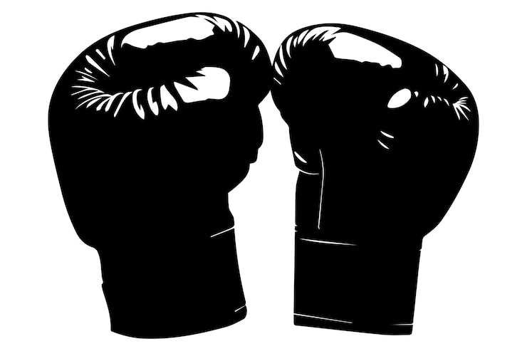 Vector guantes de boxeo de silueta negra