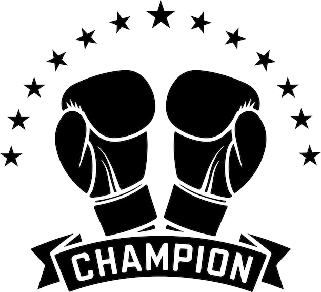 Guantes de boxeo Vector negro silueta Equipamiento deportivo amplificador Fitness Logotipo y Guantes de boxeo campeón