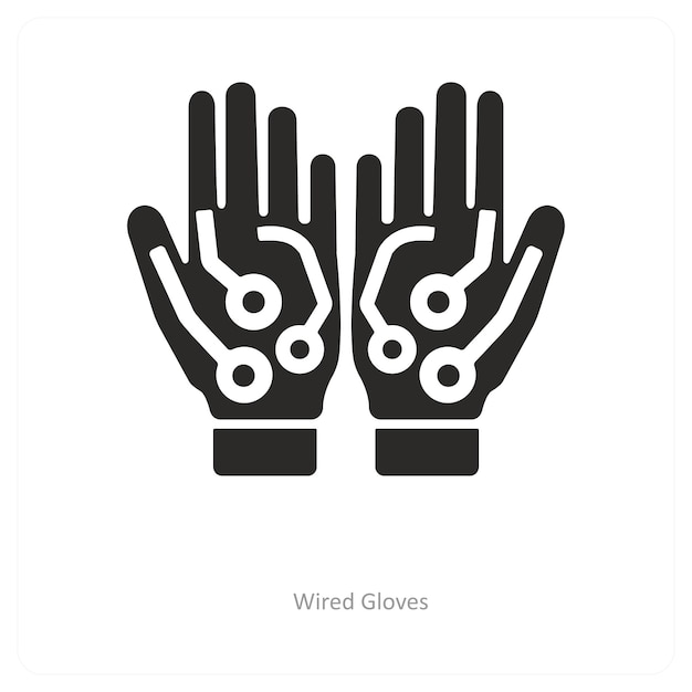 Guantes con cable y concepto de icono tecnológico