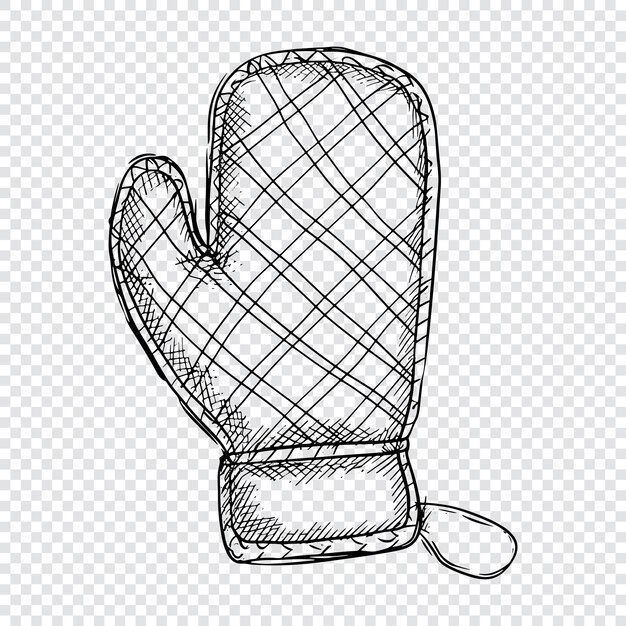 Guantes de cocina dibujados a mano con ilustraciones vectoriales de estilo grabado