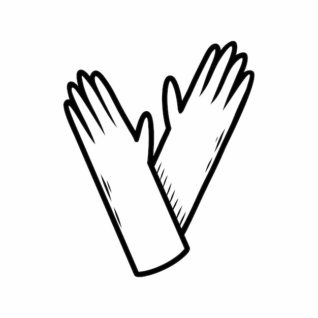 Guantes de goma para la limpieza Ilustración de garabatos vectoriales Icono dibujado a mano sobre fondo blanco