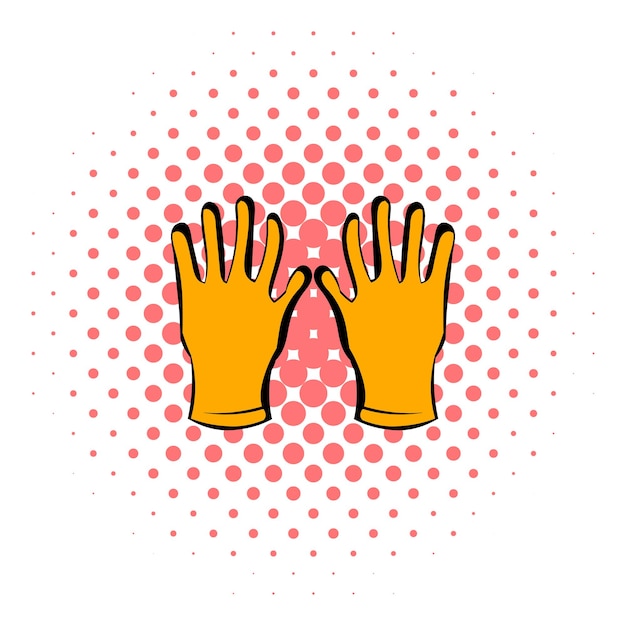 Vector guantes de icono de apicultor en estilo cómic sobre un fondo blanco