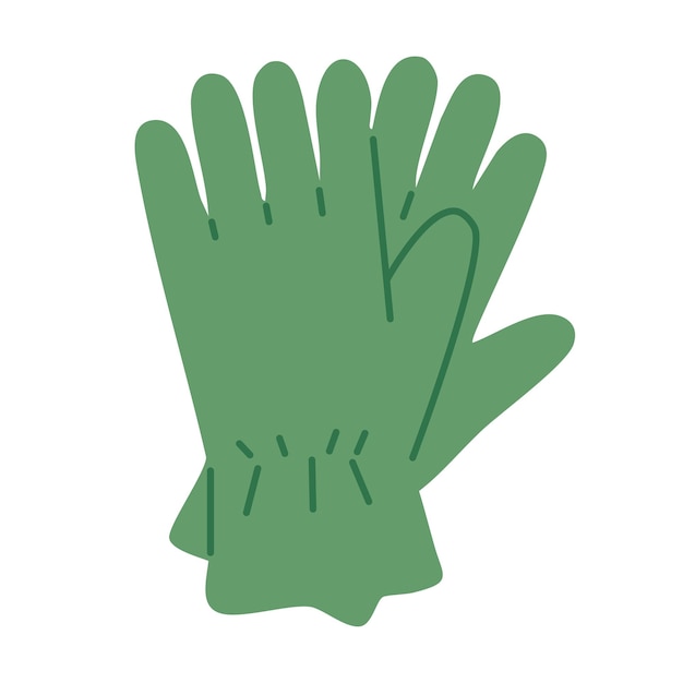 Guantes de jardinería de dibujos animados verdes Ilustración linda plana para el trabajo de jardín de primavera y temas de actividades al aire libre