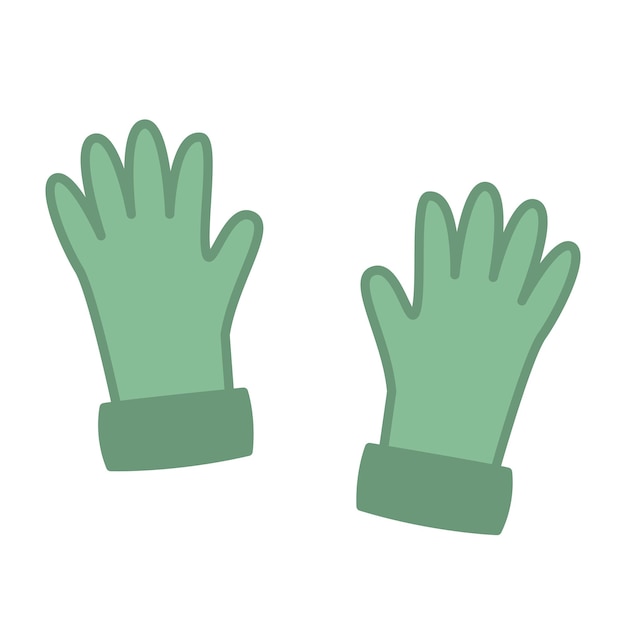 Vector guantes con puños verdes accesorios cálidos para la ilustración de vector de ropa de invierno aislado