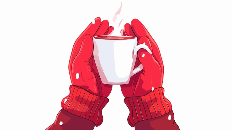 Vector guantes rojos ilustración vectorial manos en guantes de invierno festivo par