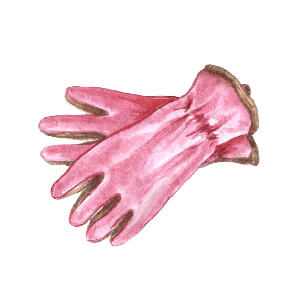 Guantes rosas de jardinería acuarela para el trabajo.