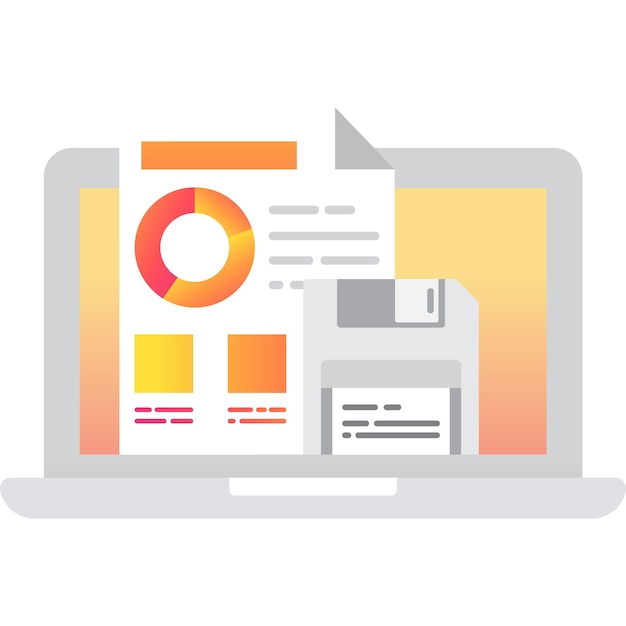 Guardar archivo de vector de icono de datos en el monitor de la computadora