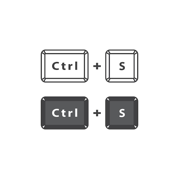 Guardar, botón ctrl s. plantilla de icono de vector