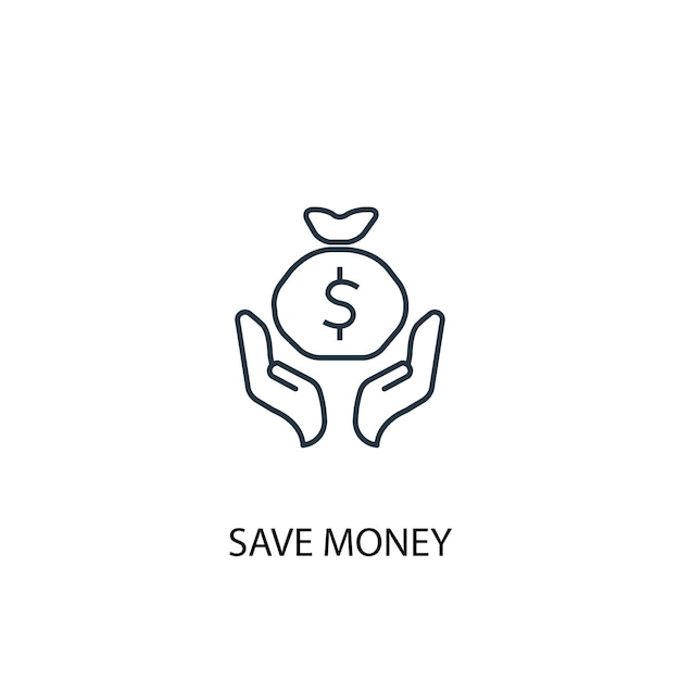 Guardar icono de línea de concepto de dinero. ilustración de elemento simple. ahorre dinero concepto esquema símbolo diseño. se puede utilizar para ui / ux web y móvil