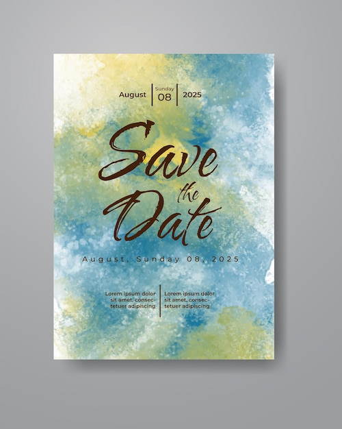 Guarde la fecha con fondo de acuarela. Diseño para su invitación.