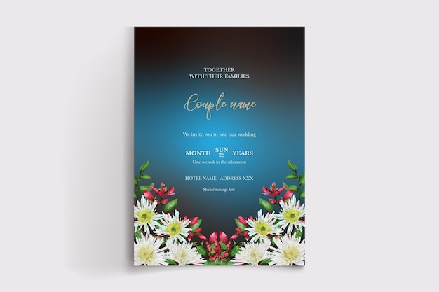 Vector guarde la fecha plantillas de invitación floral de boda