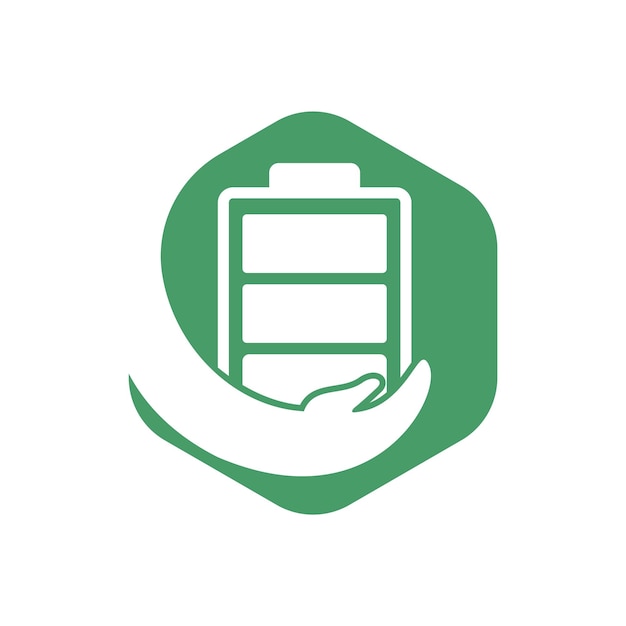 Guarde la ilustración de la plantilla del logotipo del vector de la batería
