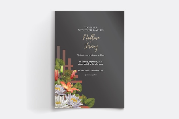 Guarde la plantilla de invitación floral fecha