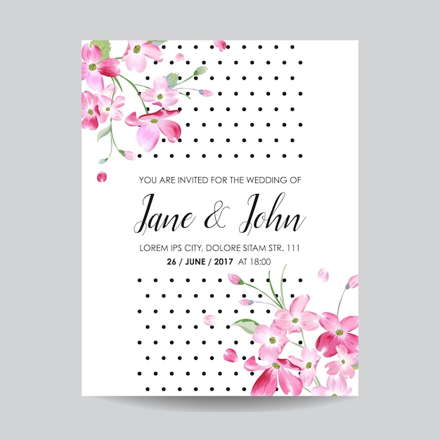 Guarde la tarjeta de fecha con flores de cerezo de primavera para bodas, invitaciones, fiestas, rsvp