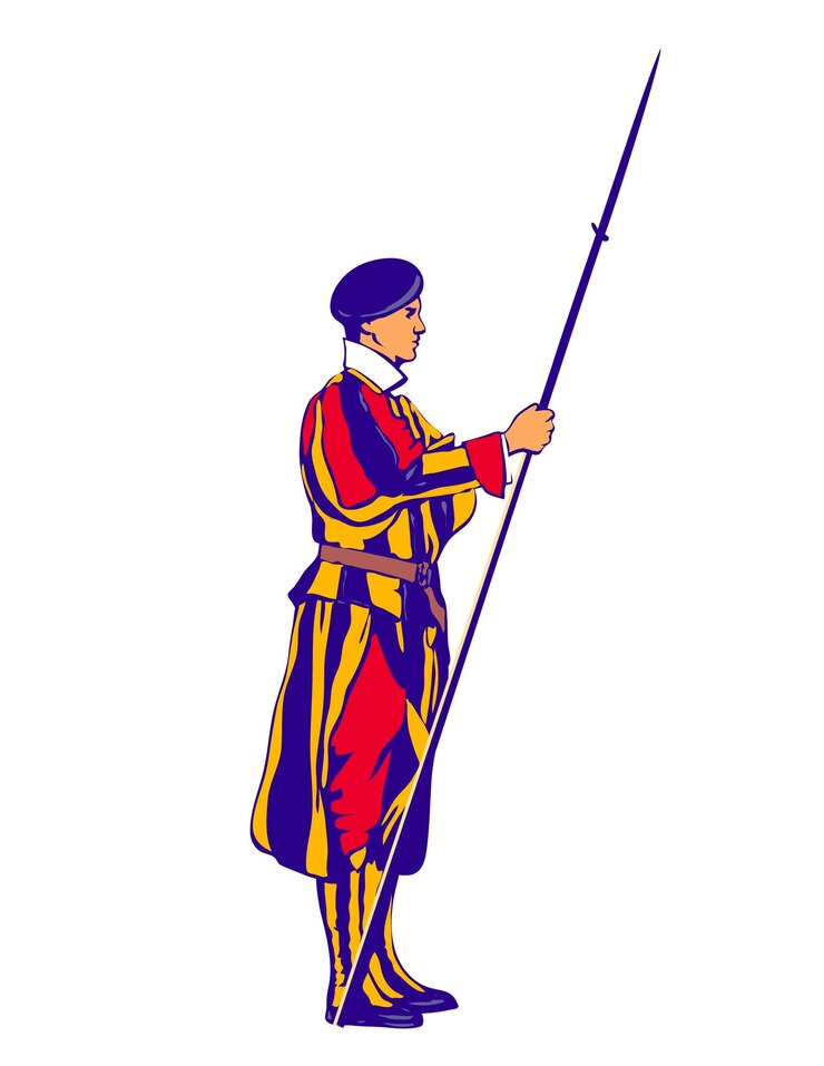 Vector la guardia suiza pontificia, vista delantera del arte de la wpa