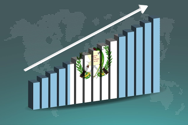Guatemala 3d gráfico de barras gráfico vector flecha ascendente ascendente en el concepto de estadísticas de países de datos