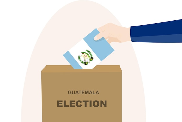 Vector guatemala voto concepto hombre mano y urnas día de elecciones guatemala bandera vector