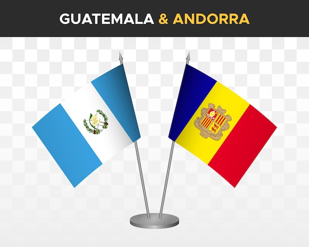 Guatemala vs andorra escritorio banderas maqueta aislado 3d vector ilustración mesa banderas