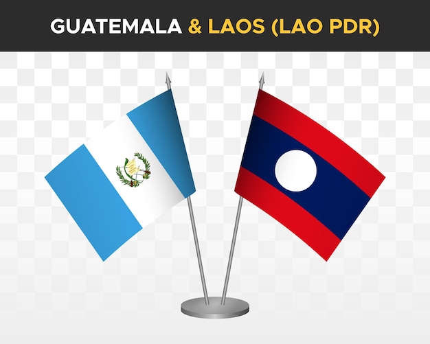 Guatemala vs laos lao pdr escritorio banderas maqueta aislado 3d vector ilustración mesa banderas