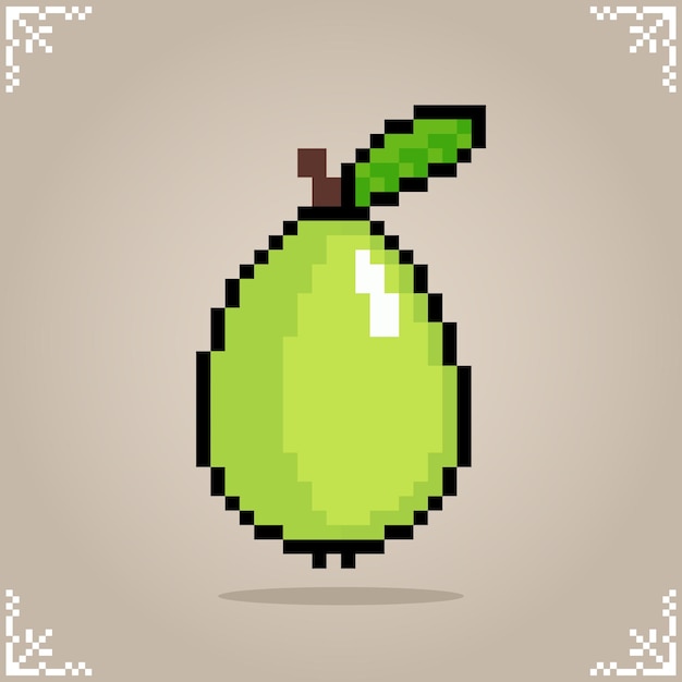 Guayaba en arte de píxeles de 8 bits Píxeles de fruta para el activo del juego o el patrón de punto cruzado