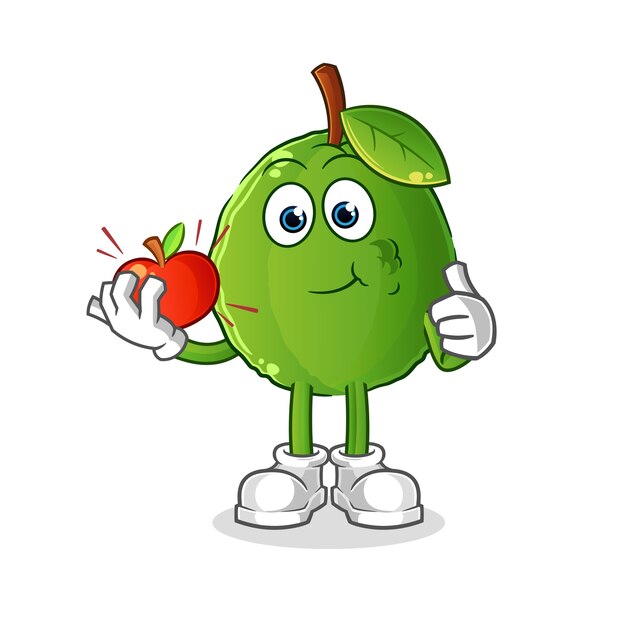 Guayaba comiendo una ilustración de manzana. personaje