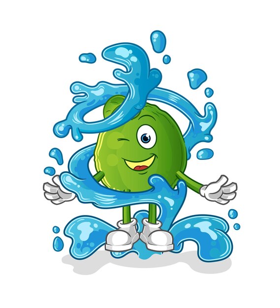 Guayaba fresca con vector de dibujos animados de mascota de agua