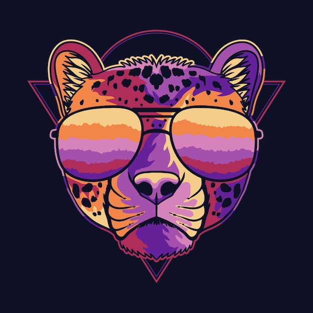 Guepardo colorido con una ilustración de vector de anteojos