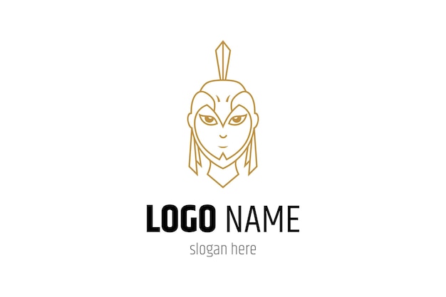 Guerrero azteca elegante con el diseño del icono del pájaro águila estilo de línea vectorial plana